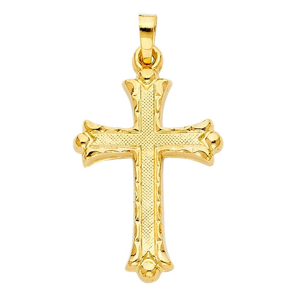 Million Charms 14k White Gold Small/Mini Religious Crucifix Stamp Charm Pendant with 18 Rolo Chain 17mm x 12mm Million Charms 14k White Gold Small/Mini Religious Crucifix Stamp Charm Pendant with 18 Rolo Chain 17mm x 12mm
